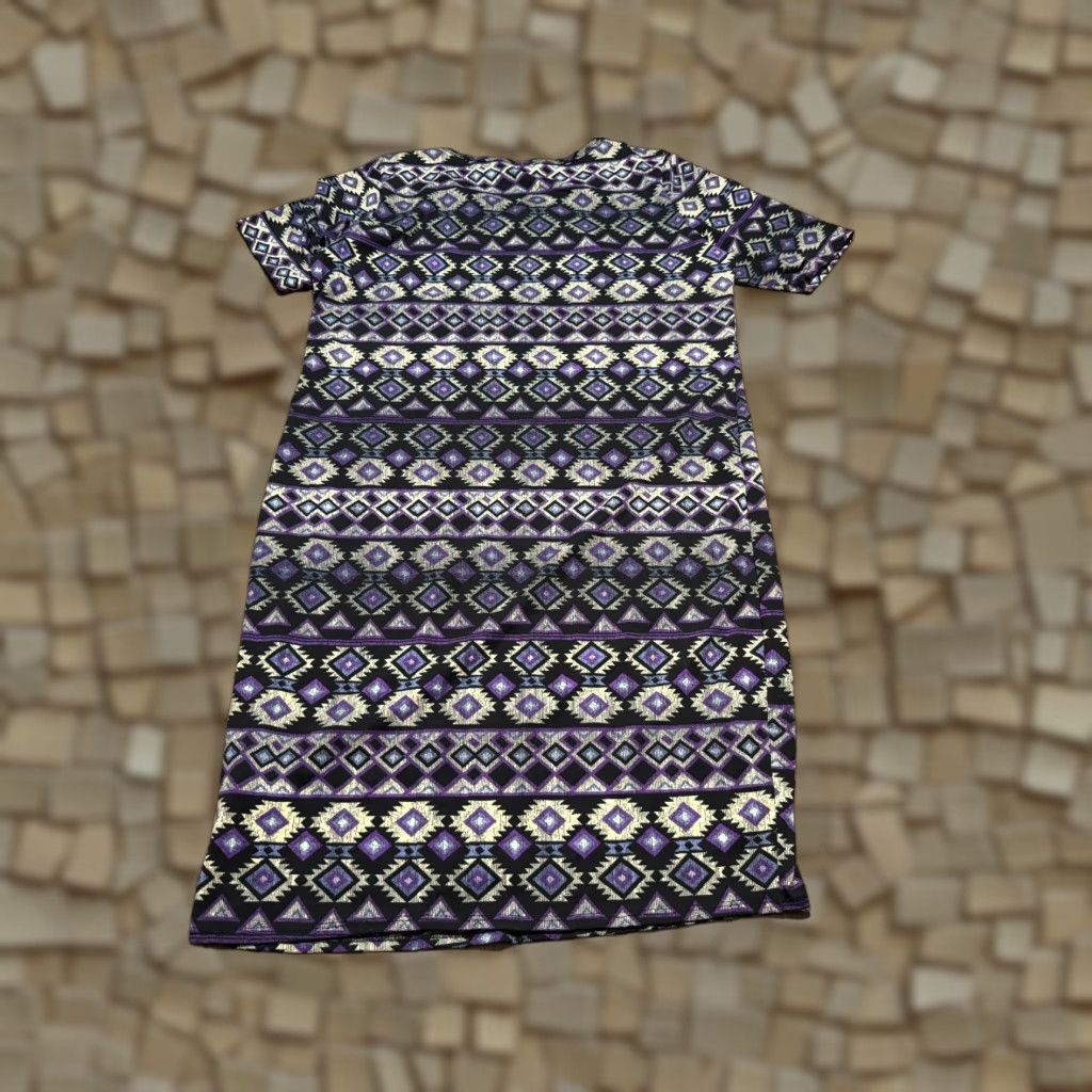 Vintage LulaRoe Dress Women's 3XL Short Sleeve Purple Black White Geo Print Shirt Dress Adult Plus Size Womens Menus? Size 40" / US 18 - 1 Thumbnail