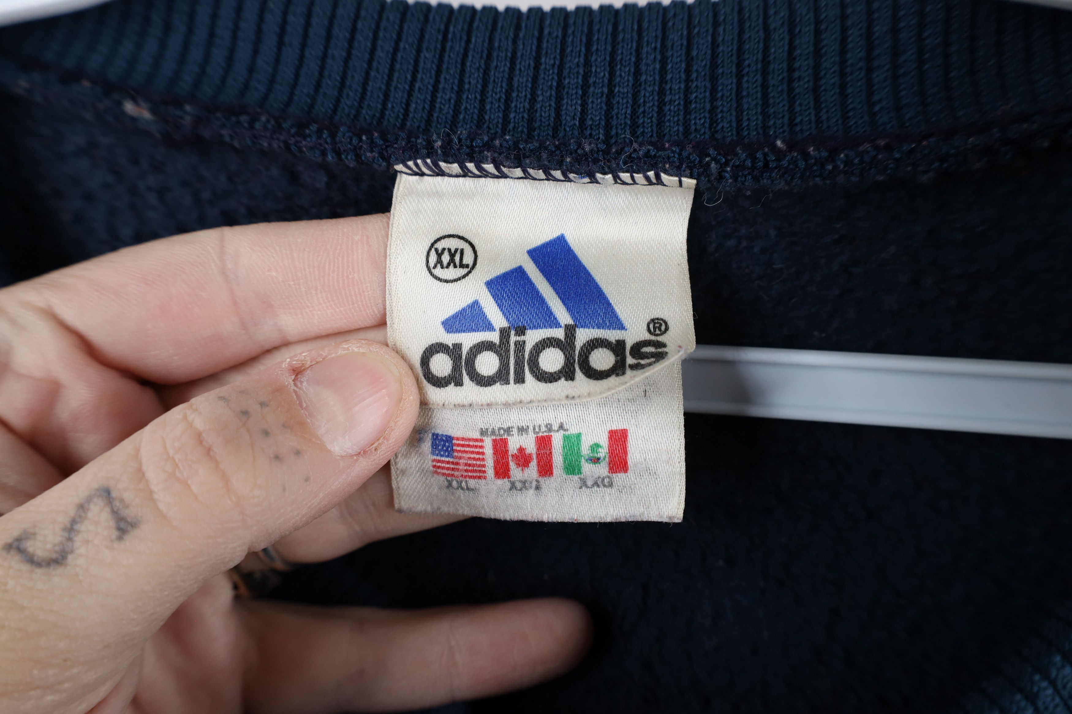 Adidas × Vintage Vintage 90s Adidas Spell Out Box Logo Crewneck Sweatshirt Size US XXL / EU 58 / 5 - 7 Thumbnail