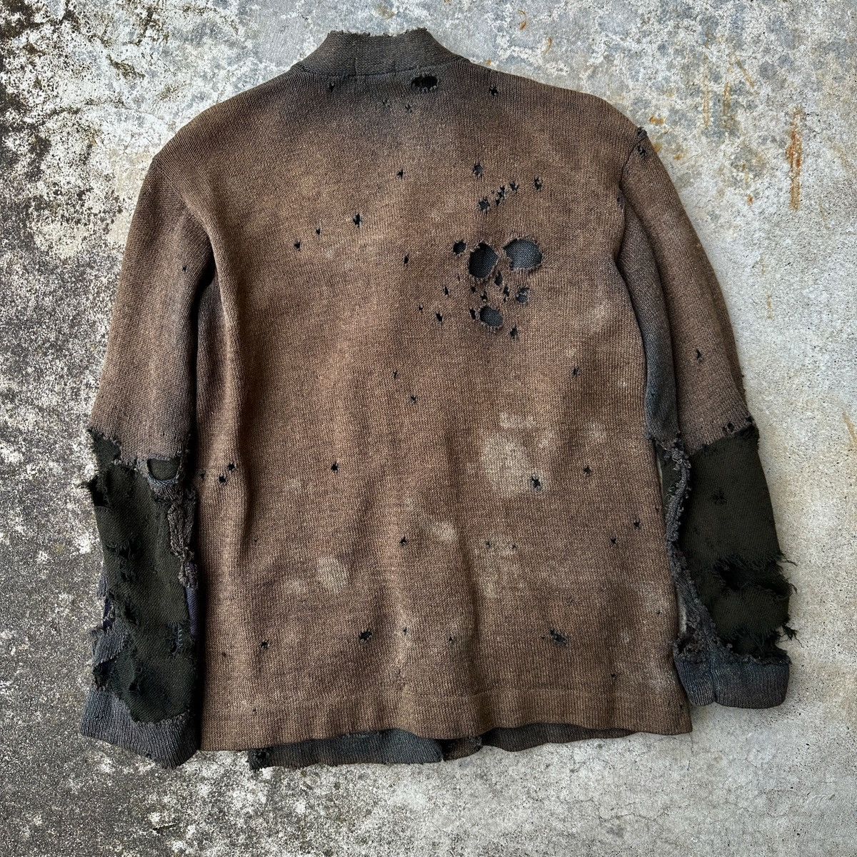 Vintage 1920s Trashed Dirty Zombified Wool Knitted Distress Cardigan Size US M / EU 48-50 / 2 - 2 Thumbnail