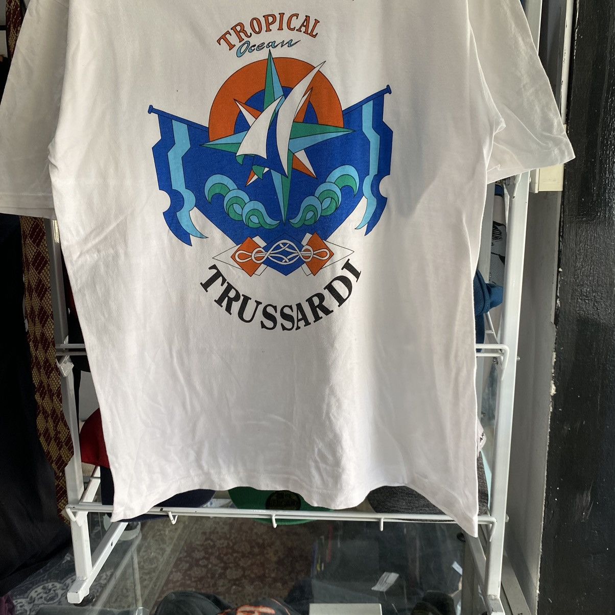 Trussardi × Vintage Vintage Trussardi Big Logo Tee Size US L / EU 52-54 / 3 - 4 Thumbnail