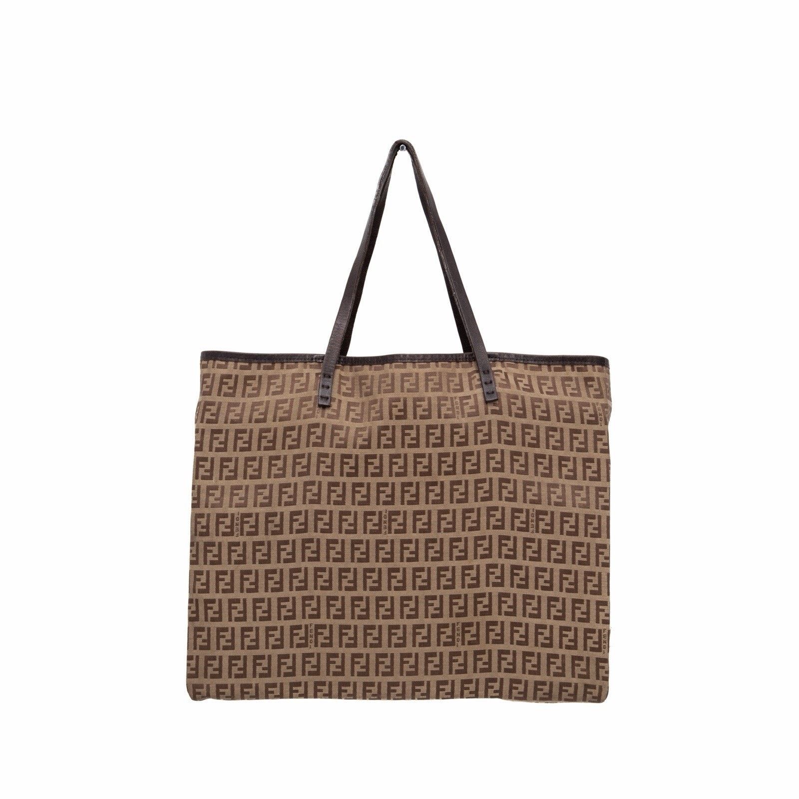 Fendi Fendi Zucchino Monogram Canvas Roll Open Top Tote Bag Brown Size ONE SIZE - 1 Thumbnail