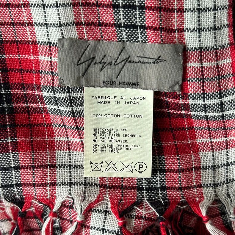 Yohji Yamamoto Yohji Yamamoto 13ss Red Plaid Fringe Scarf 2501-Nextarrow Size ONE SIZE - 5 Thumbnail