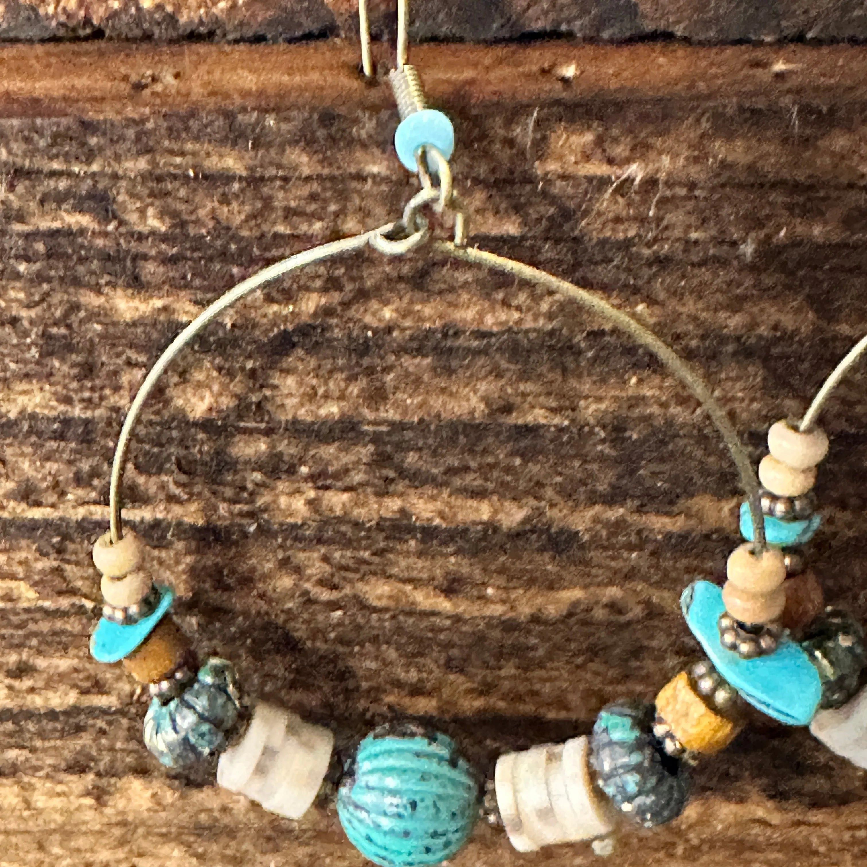 Other Handmade Western Hippie Copper Wire Turquoise Wooden Beads D Size ONE SIZE - 3 Thumbnail