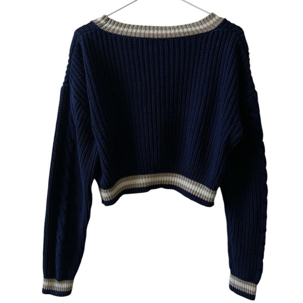 Forever 21 Forever 21 Navy Blue Cropped Cardigan Size L / US 10 / IT 46 - 3 Thumbnail