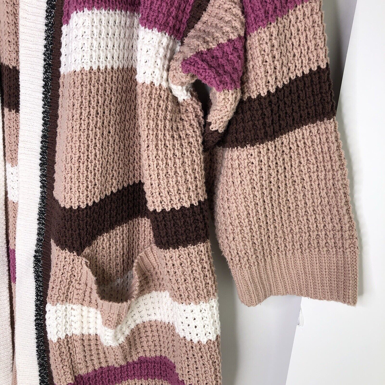 Torrid Torrid Striped Open Front Pocket Cardigan Sz 5X Pink Brown Size ONE SIZE - 4 Thumbnail