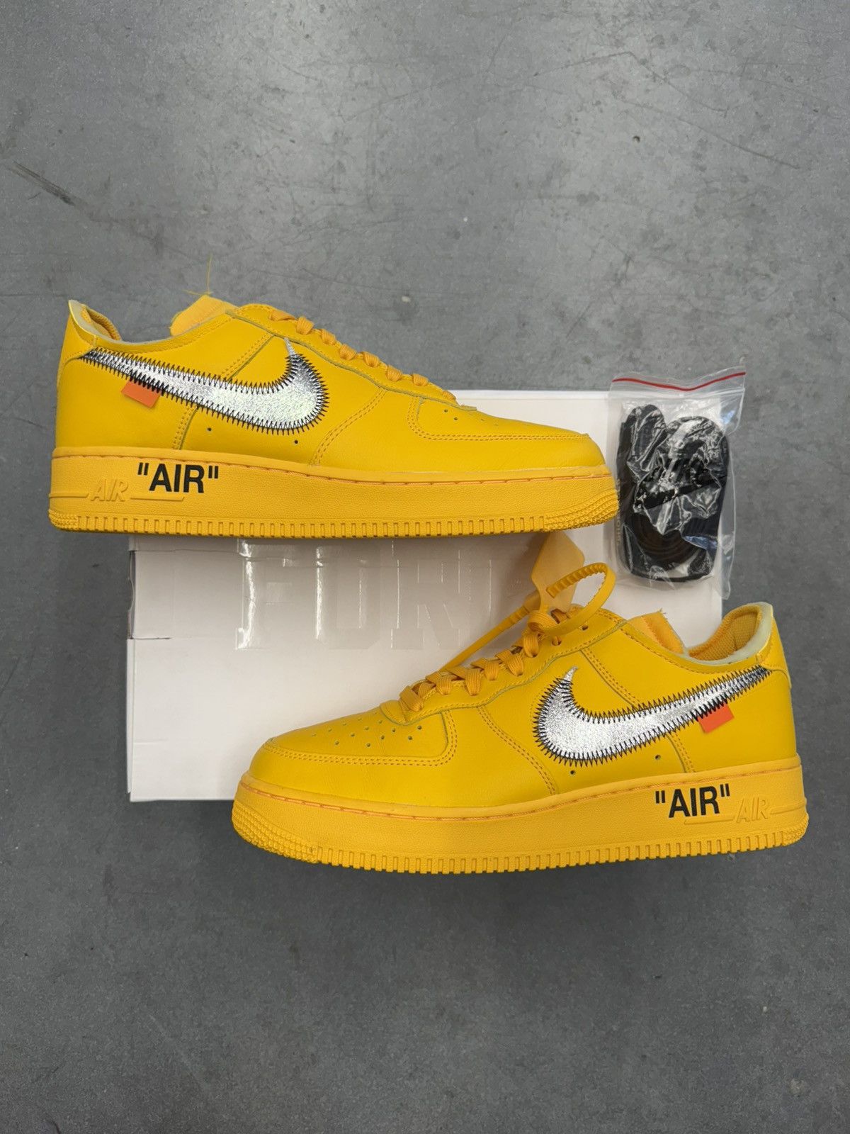 Nike 2022 Nike Air Force 1 Low Off-White ICA University Gold Size US 9.5 / EU 42-43 - 1 Thumbnail