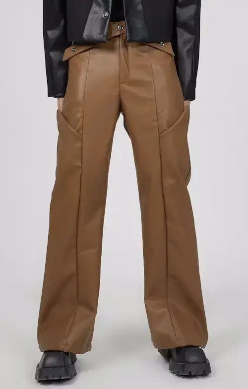 Japanese Brand × Jean Fashion retro flared faux leather pants Size US 32 / EU 48 - 2 Thumbnail