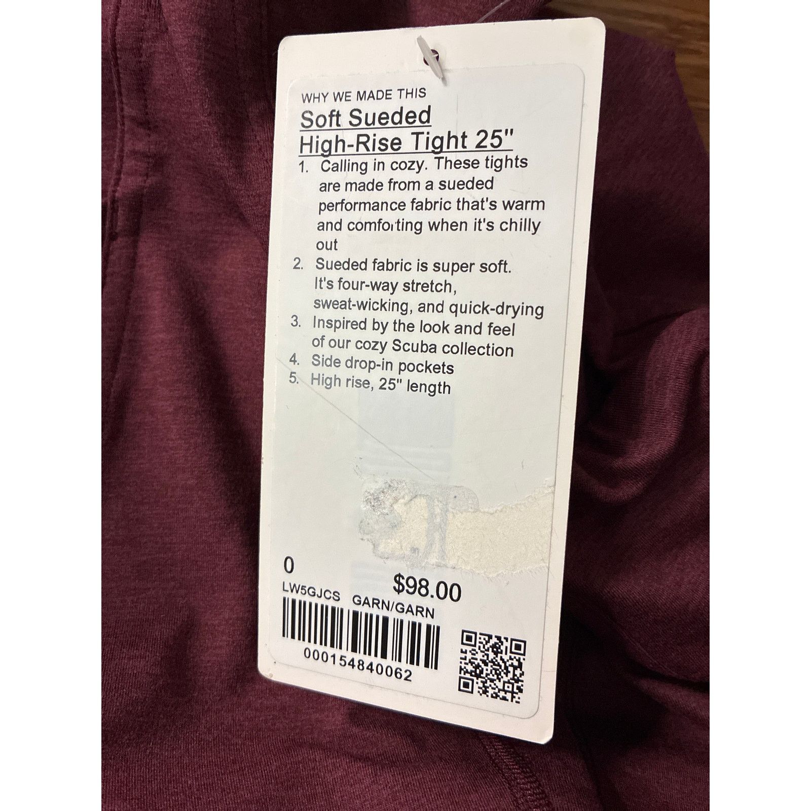 Lululemon Lululemon Soft Sueded HR 25" Garnet Size 0 Size 25" / US 0 / IT 36 - 3 Thumbnail