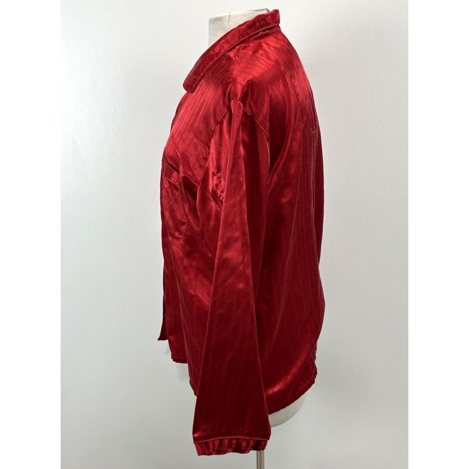 Vintage VINTAGE Classic Elements Satin Pajamas Red Damask 2 Pc Lounge Women’s L Red Stripe Damask Lounge Womens L Satin Pajamas Size ONE SIZE - 3 Thumbnail