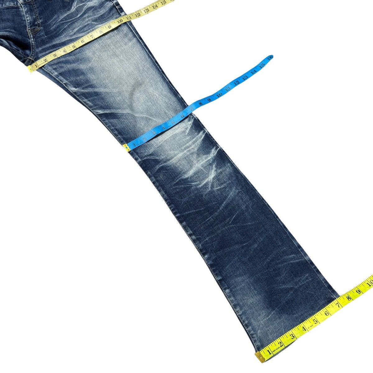Tornado Mart Tornado Mart Acid Wash Denim Low Flare Jeans Size US 31 - 23 Thumbnail