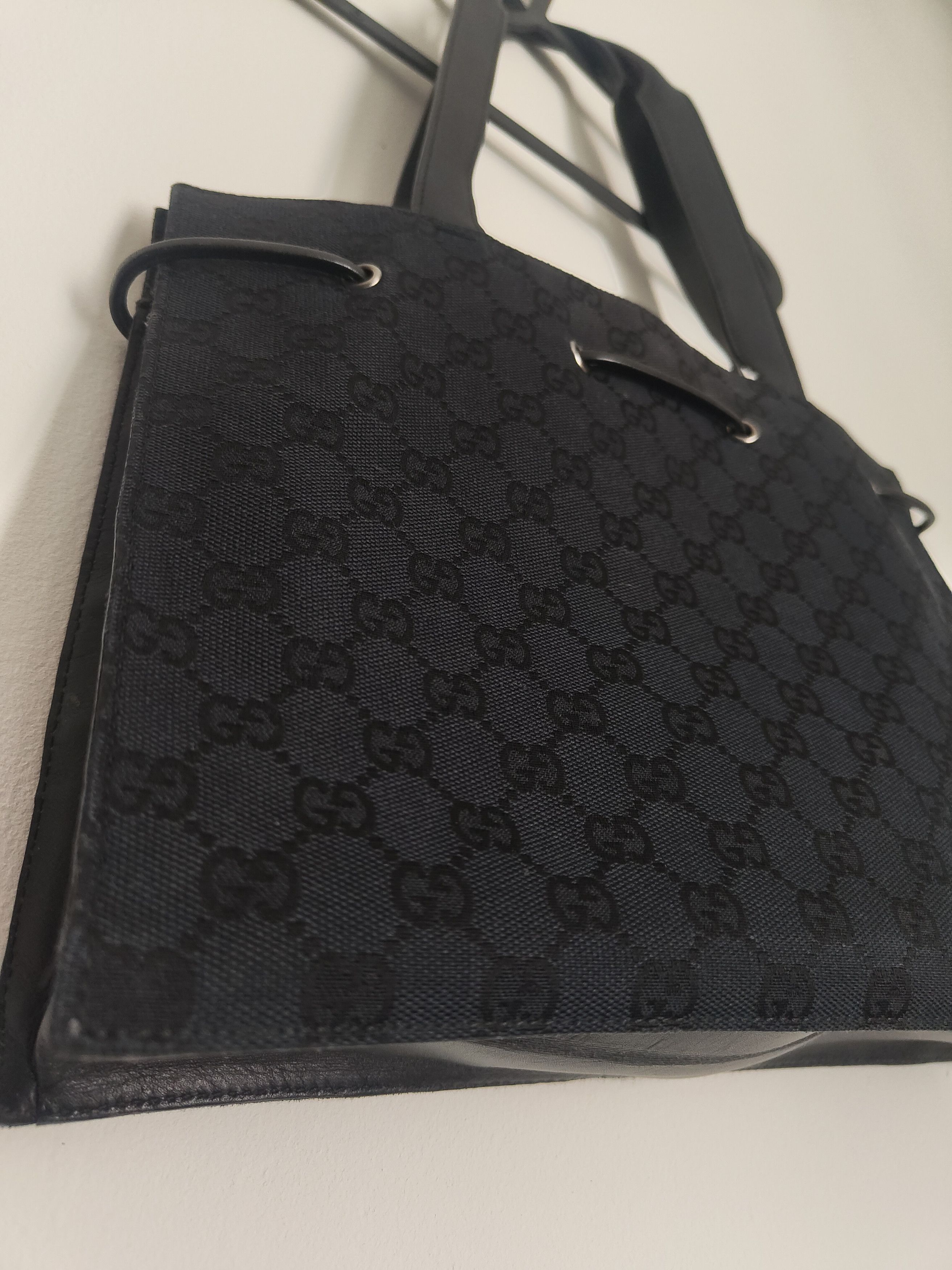 Gucci Vintage 00s Gucci Black GG Canvas Tote Bag Size ONE SIZE - 6 Thumbnail