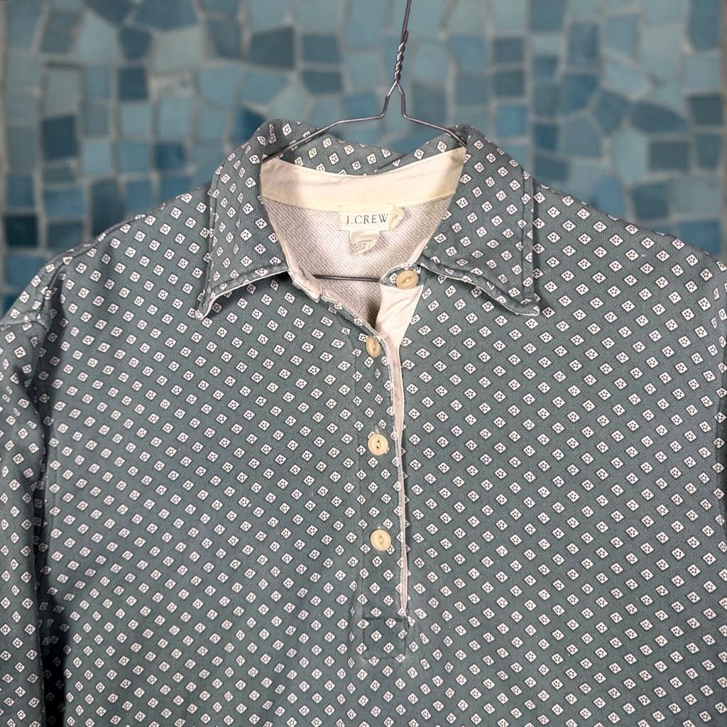 J.Crew VINTAGE J.CREW Sweater Mens S Pullover Knit Wool Cotton Green Rugby All Over Print Geometric - Fall Winter Spring - Mens Size US S / EU 44-46 / 1 - 1 Thumbnail