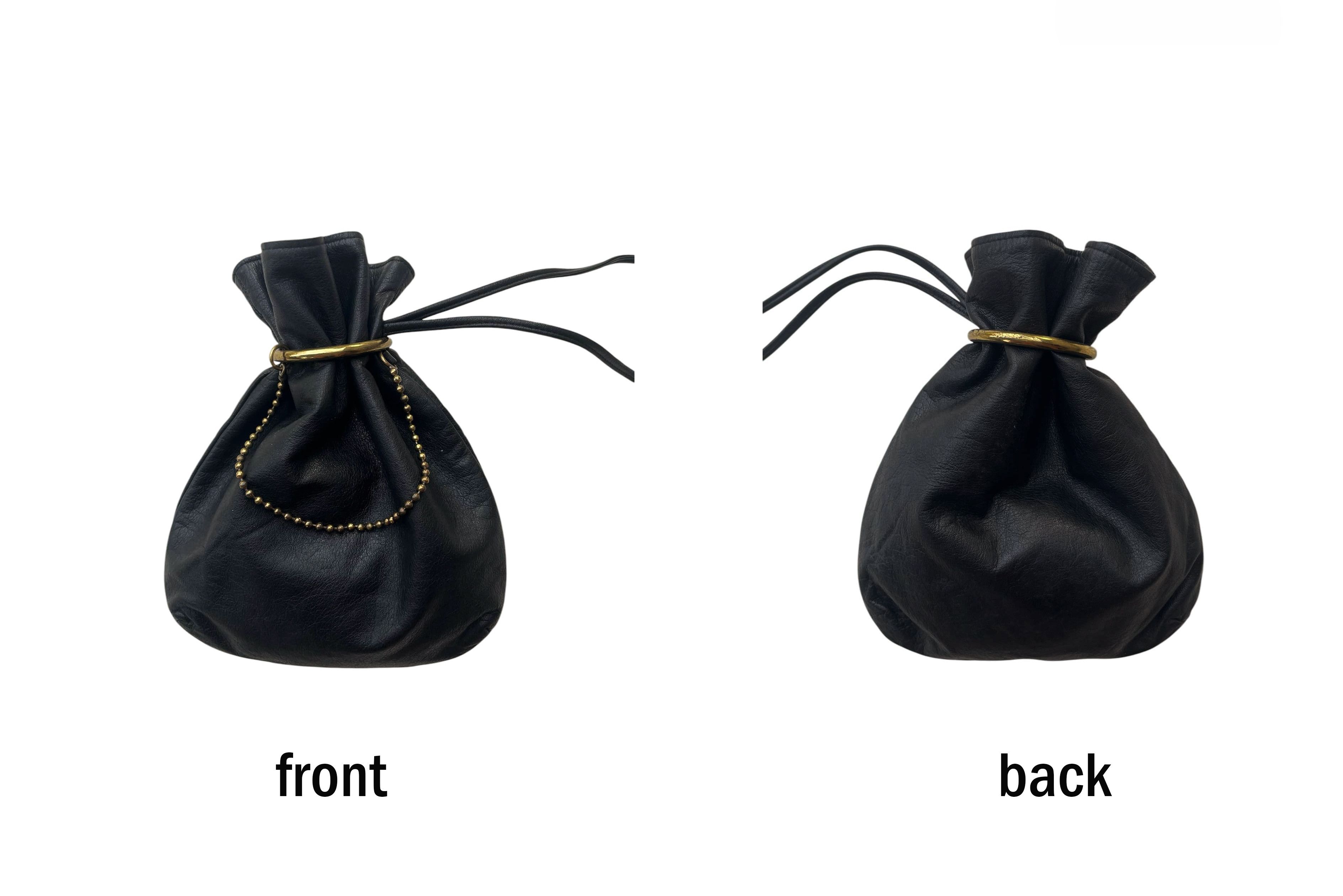 Vintage Vintage Black Genuine Leather crossbody SAC bag, hoop detail Size ONE SIZE - 6 Thumbnail