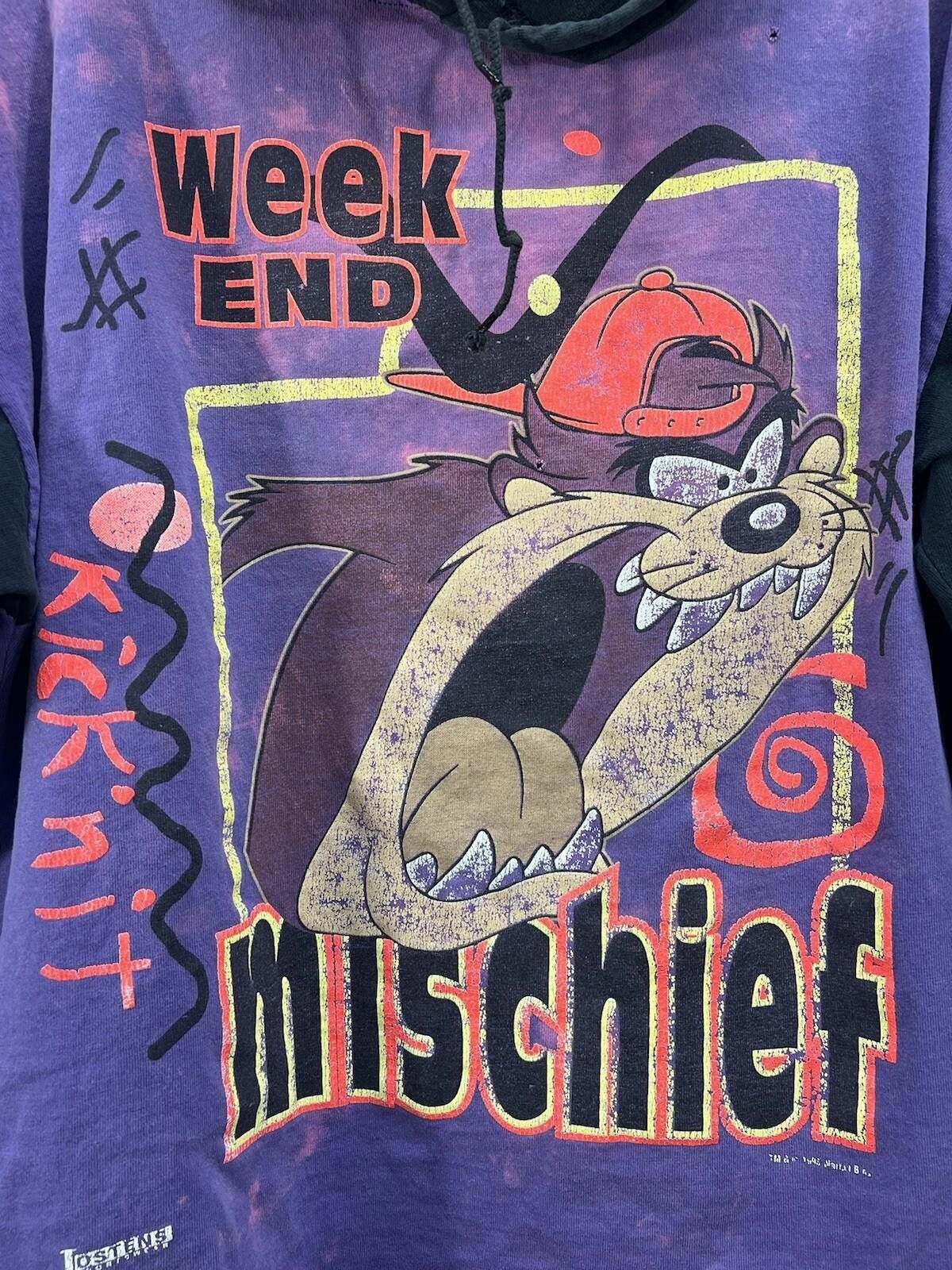 The Unbranded Brand Vintage Taz Looney Tunes Hooded TShirt Mischief size:XL,#TG Size US XL / EU 56 / 4 - 2 Thumbnail