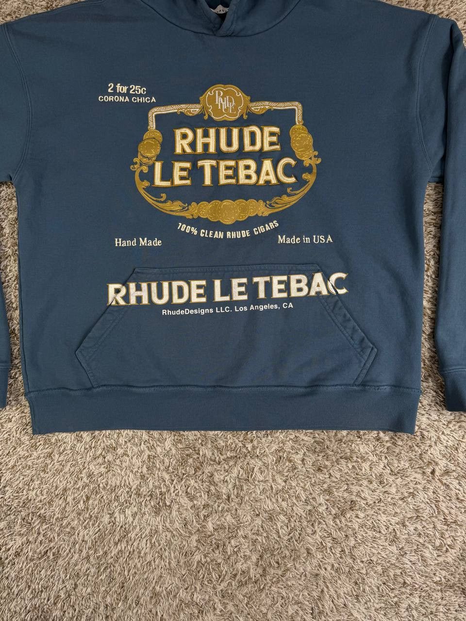 Rhude Rhude Le Tebac Hoodie 'Slate' Men's Size XL Size US XL / EU 56 / 4 - 3 Thumbnail
