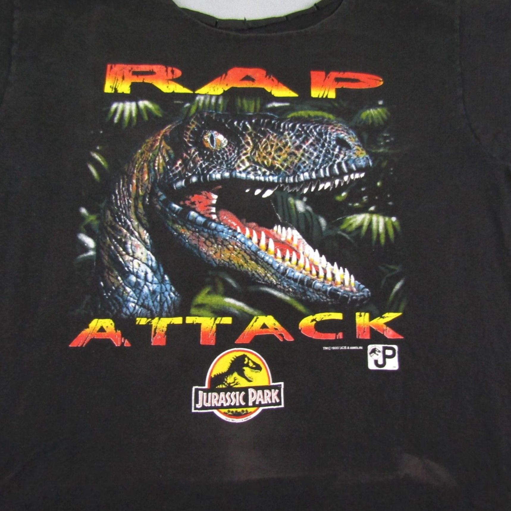 Vintage VINTAGE Jurassic Park T-Shirt Men Large Black Graphic Print 90s Movie Logo Cotton Size US L / EU 52-54 / 3 - 2 Thumbnail