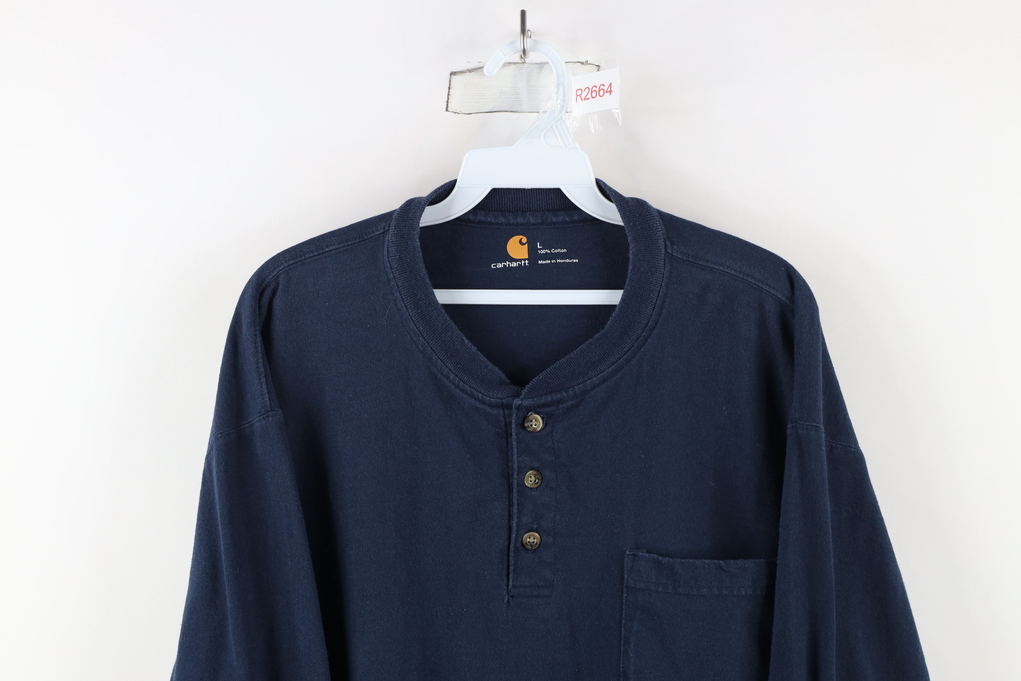Carhartt × Vintage Vintage Carhartt Heavyweight Long Sleeve Henley T-Shirt Size US L / EU 52-54 / 3 - 2 Thumbnail