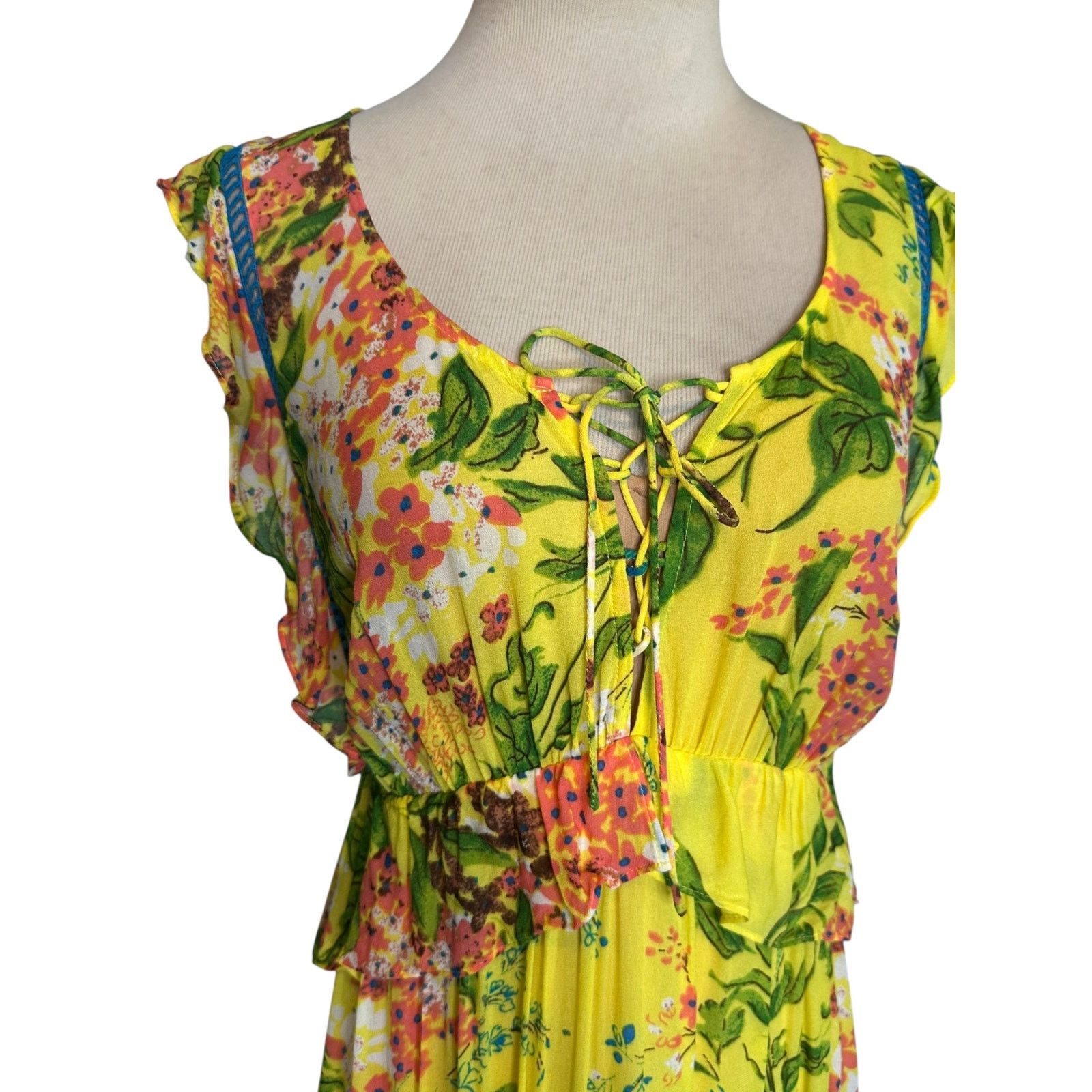 Anthropologie Tracy Reese vibrant yellow floral maxi dress size XS Size XS / US 0-2 / IT 36-38 - 13 Thumbnail
