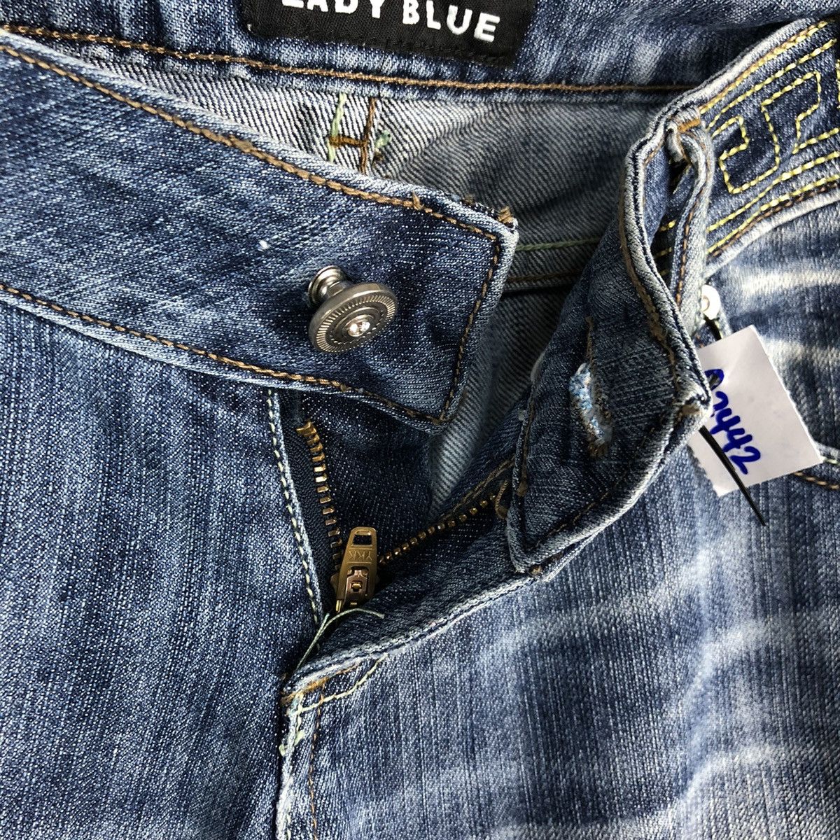 Japanese Brand Lady Blue Jeans blue Distressed Denim Pants #A2442 Size 29" - 13 Thumbnail