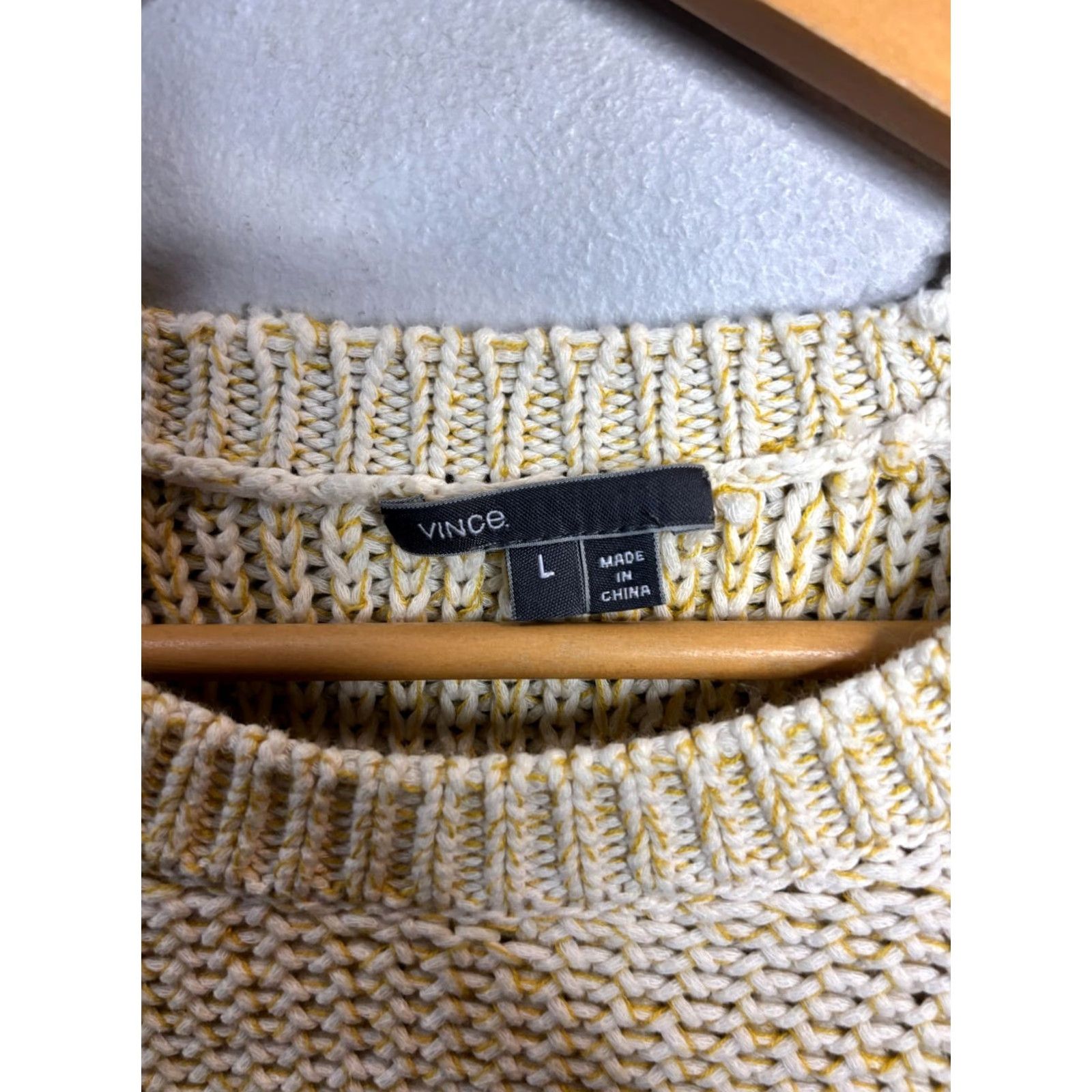 Vince Vince Women’s Crew Neck Sweater Chunky Knit L Yellow 1409 Pullover All Seasons Size L / US 10 / IT 46 - 2 Thumbnail
