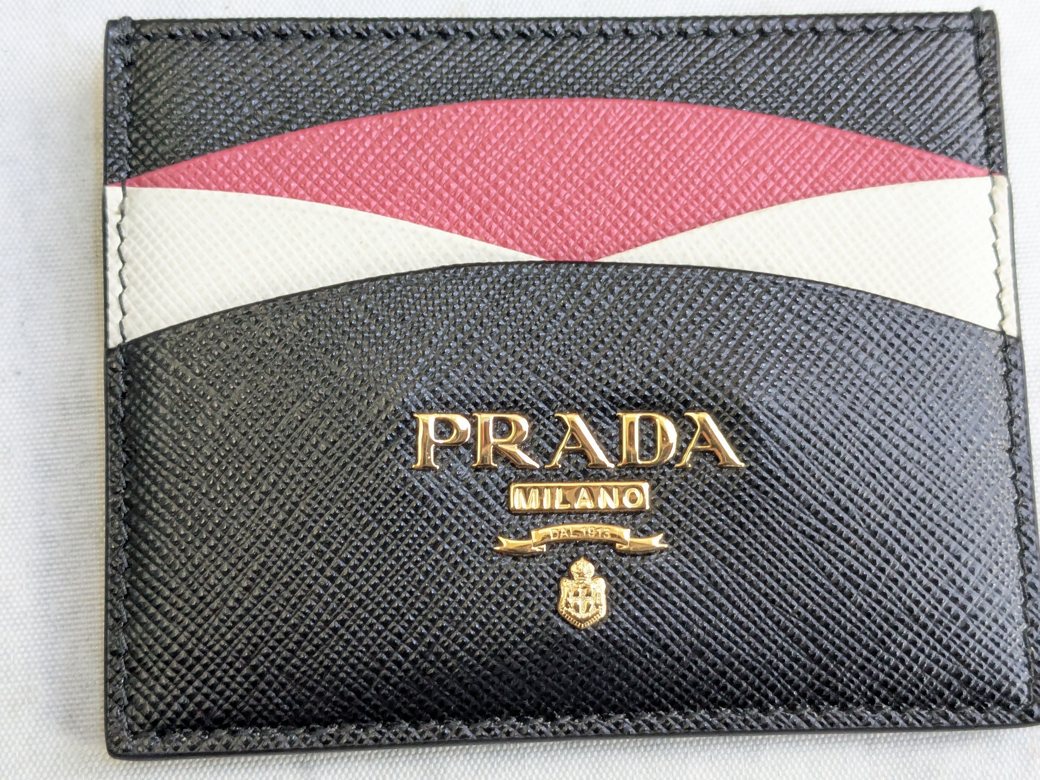 Prada Prada Cardholder Wallet Black Pink White Leather Size ONE SIZE - 5 Thumbnail