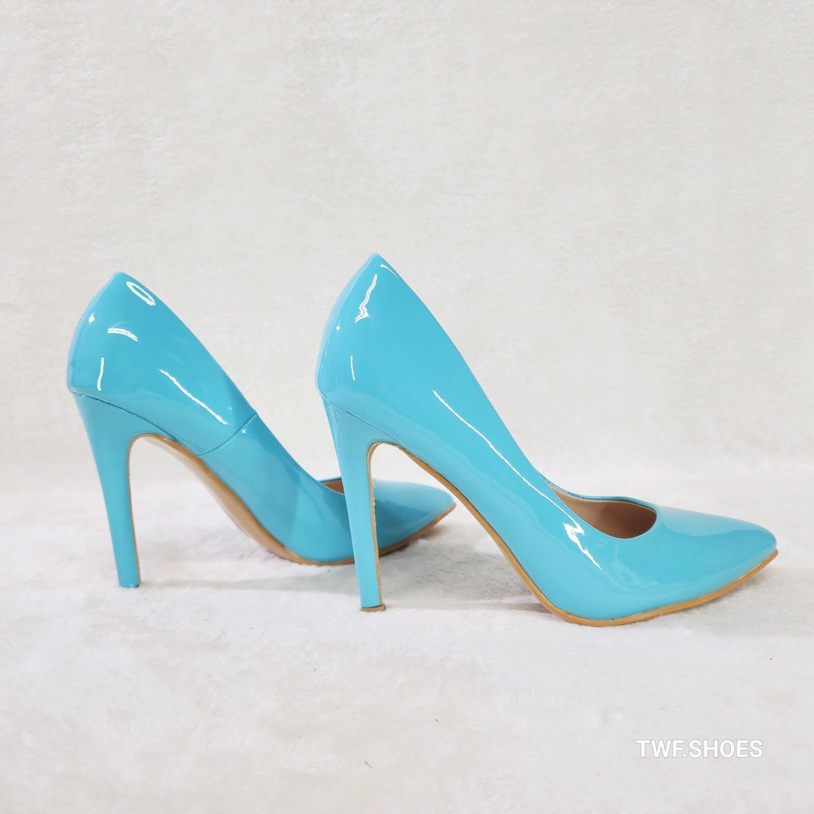 Other Glam Turquoise Aqua Blue Patent High Heel Stiletto Shoes Pum Size US 6.5 / IT 36.5 - 3 Thumbnail