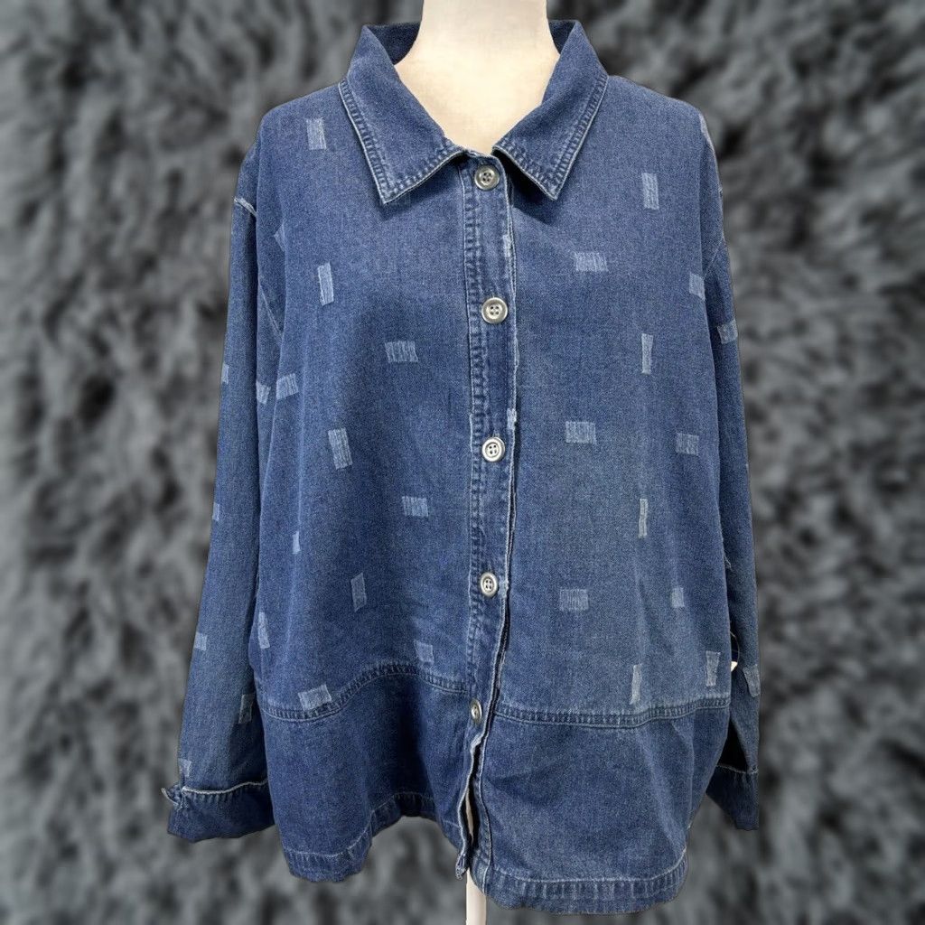Vintage VINTAGE TY Original Denim Shirt Jacket Shacket Womens 24W Blue Size 4XL / US 24-26 - 1 Thumbnail