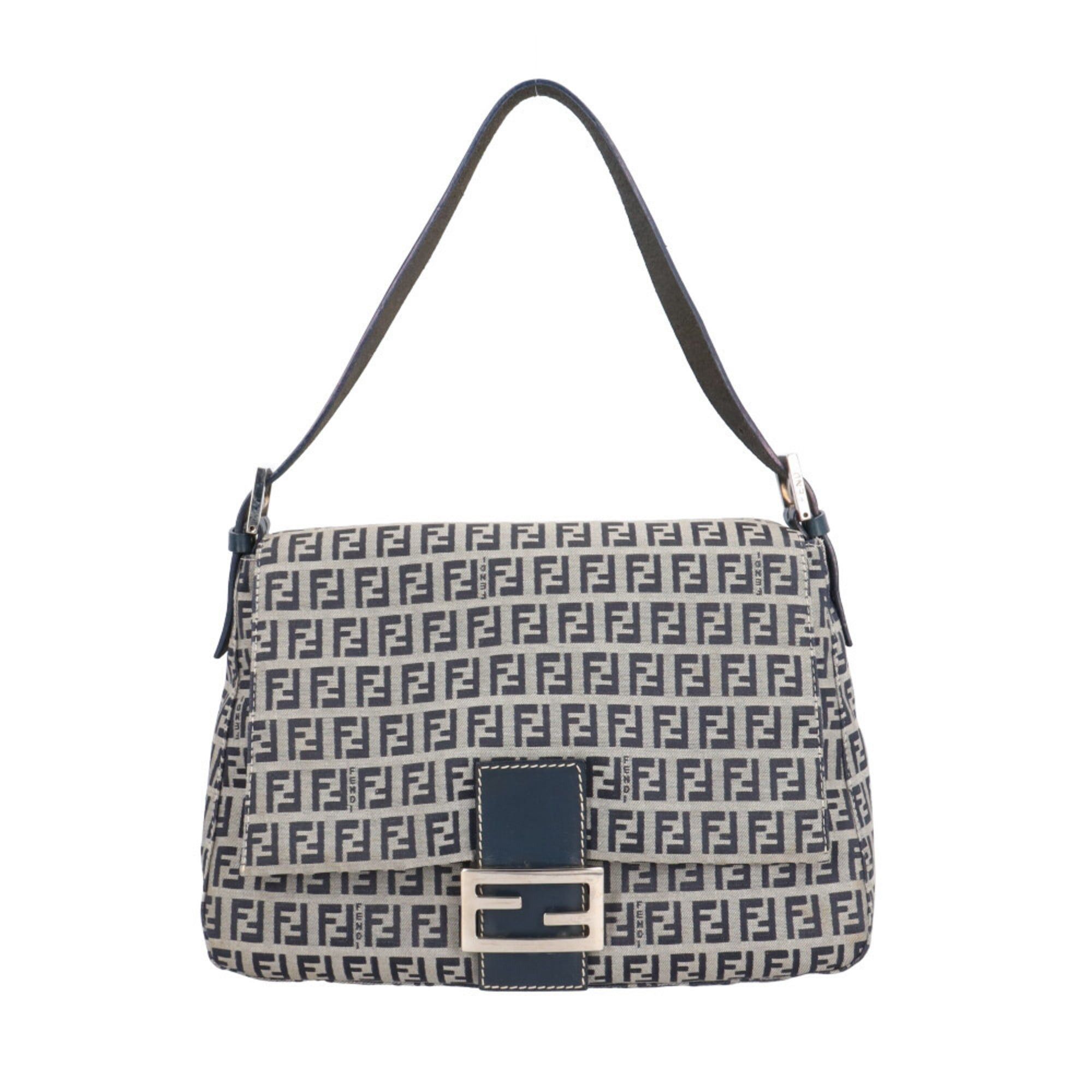 Pre-owned Fendi Mamma Bucket Zucchino Shoulder Bag Canvas 26325 Gray Women's