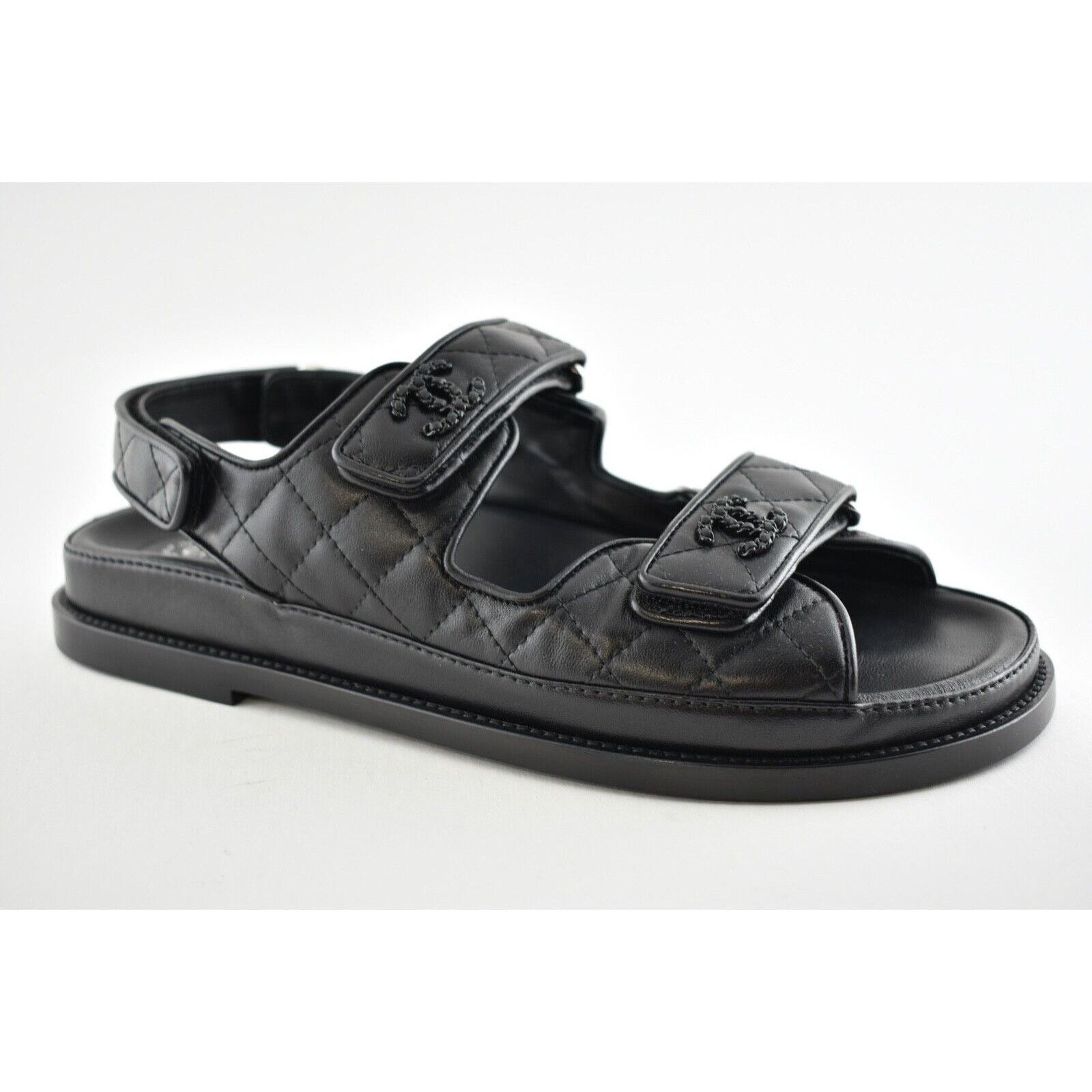 Chanel Chanel Black Leather Quilted Chain CC Logo Mule Slide Strap Size US 6.5 / IT 36.5 - 3 Thumbnail