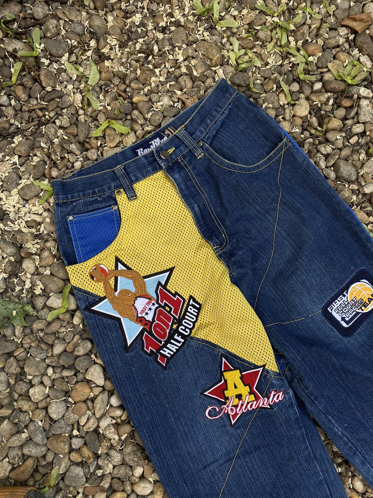 Designer × Vintage Raw Blue Hip Hop NBA Baggy Y2K Skate Jeans Size US 30 / EU 46 - 7 Thumbnail