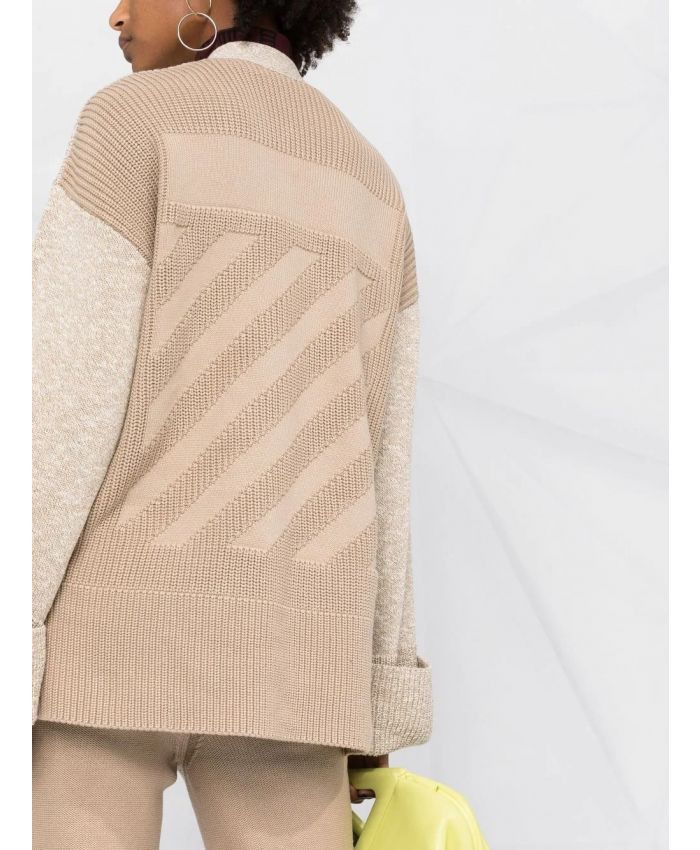 Off-White o1gr1nt1124 Diag Languid Cardigan in Sand Size XS / US 0-2 / IT 36-38 - 3 Thumbnail