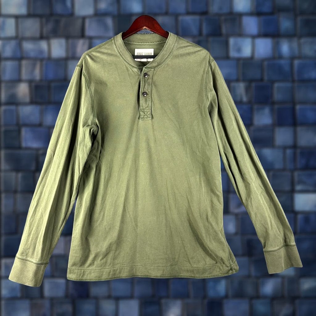 Eddie Bauer Eddie Bauer Shirt Mens Tall Large Henley Green Cotton Long Sleeve Pullover Size US L / EU 52-54 / 3 - 1 Thumbnail