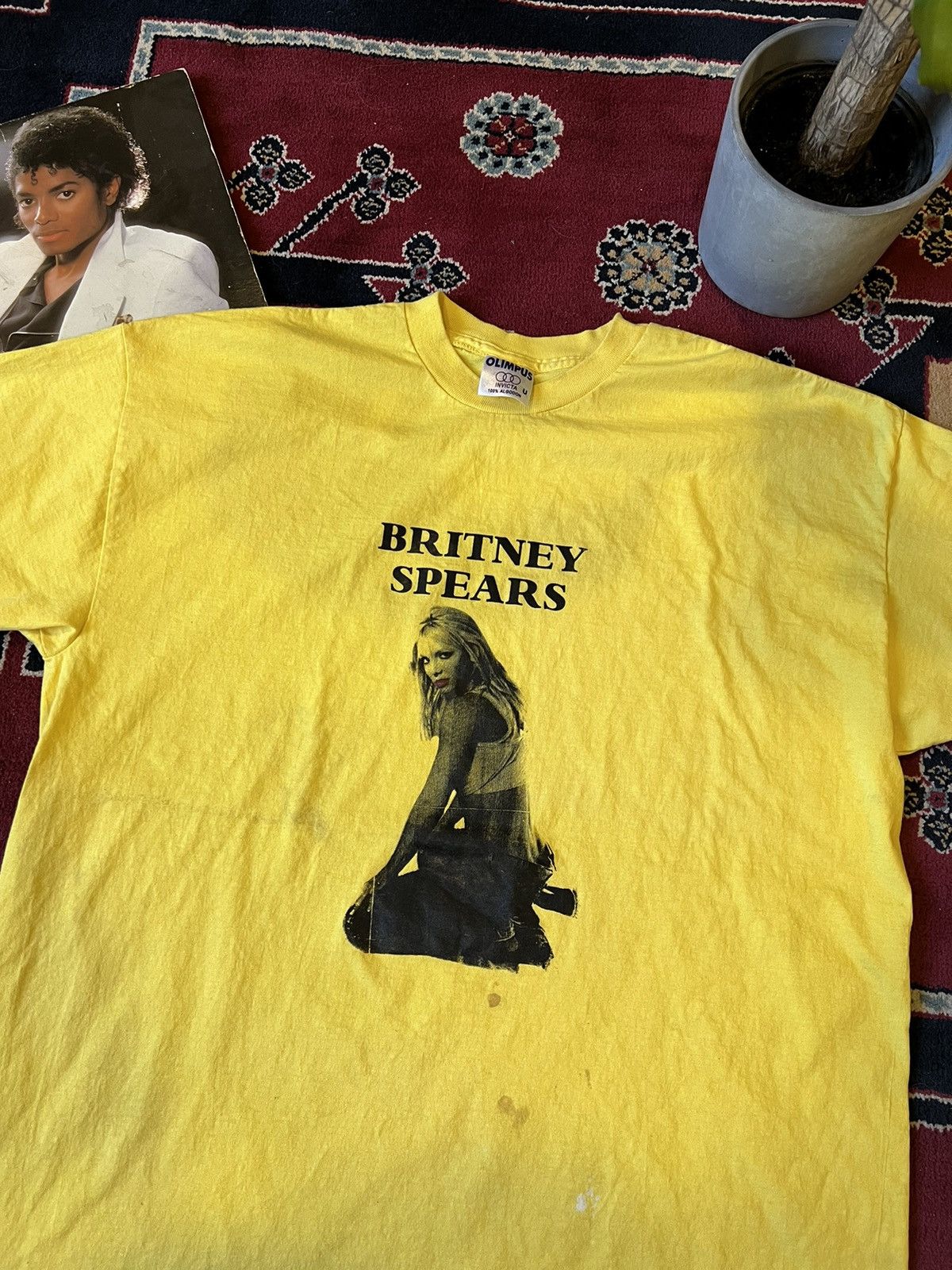 image of Band Tees x Tour Tee 90's Britney Spears Bootleg Pop Tee in Yellow, Men's (Size XL)