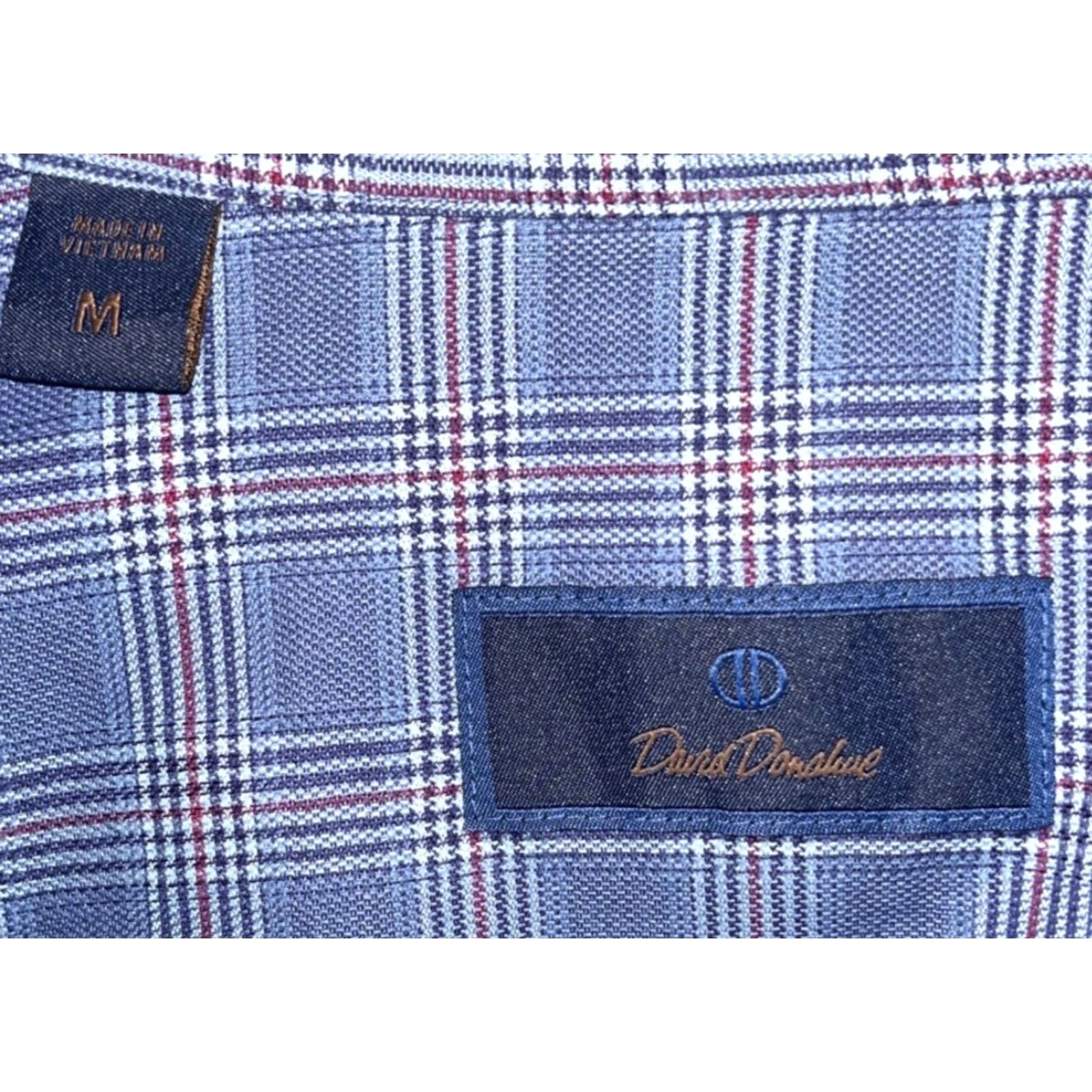 David Donahue David Donahue Dobby Fine Check Dress Shirt Navy Blue M Mens Button-Up Collar Shirt Multicolor Twill Long Sleeve Regular Fit Size 40R - 4 Thumbnail