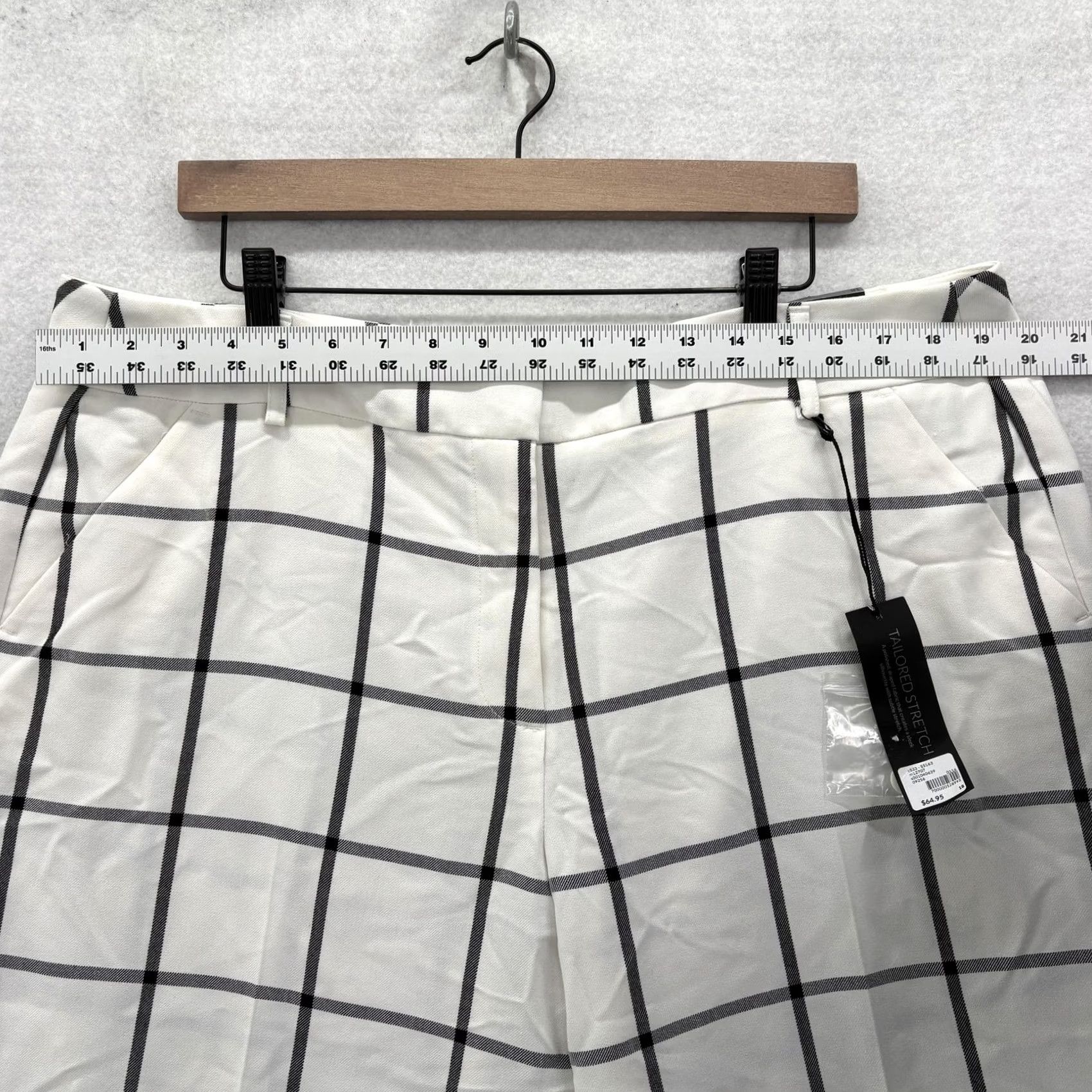 Vintage Lane Bryant Lena Tailored Crop Pants Womens 18 White Wide Leg Windowpane NWT Size 40" / US 18 - 7 Thumbnail