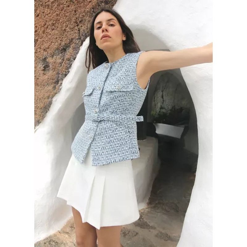 Zara ZARA Blue Textured Vest NWT Size XL / US 12-14 / IT 48-50 - 7 Thumbnail