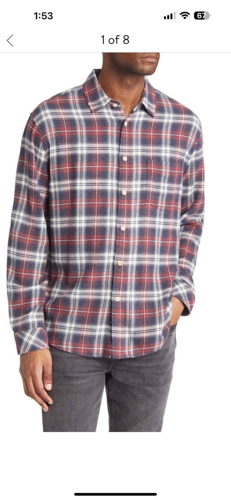 image of Rails Lennox Plaid Button-Up Lightweight Flannel Shirt in Red, Men's (Size 2XL)