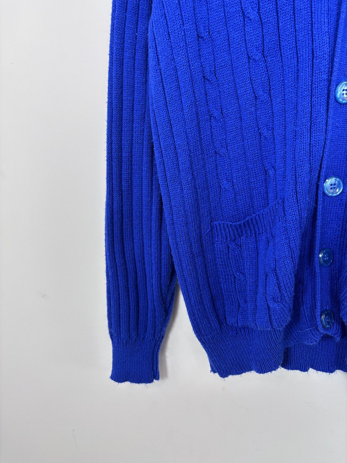 Lacoste Vintage Lacoste Men’s Blue Cable-Knit Wool Cardigan Sweater Size US M / EU 48-50 / 2 - 7 Thumbnail