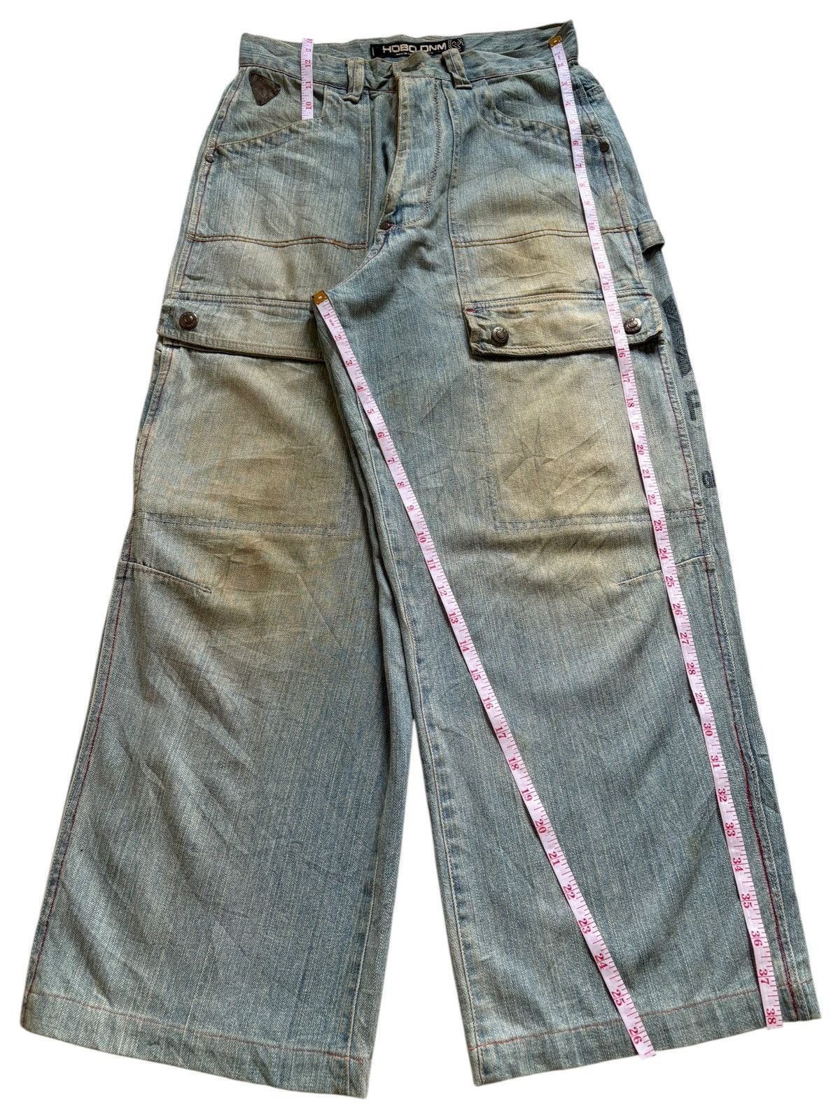 Hobo × JNCO × Japanese Brand Vintage Hobo Mud Wash Cargo Carpenter Loose Baggy Jeans Size US 29 - 12 Thumbnail
