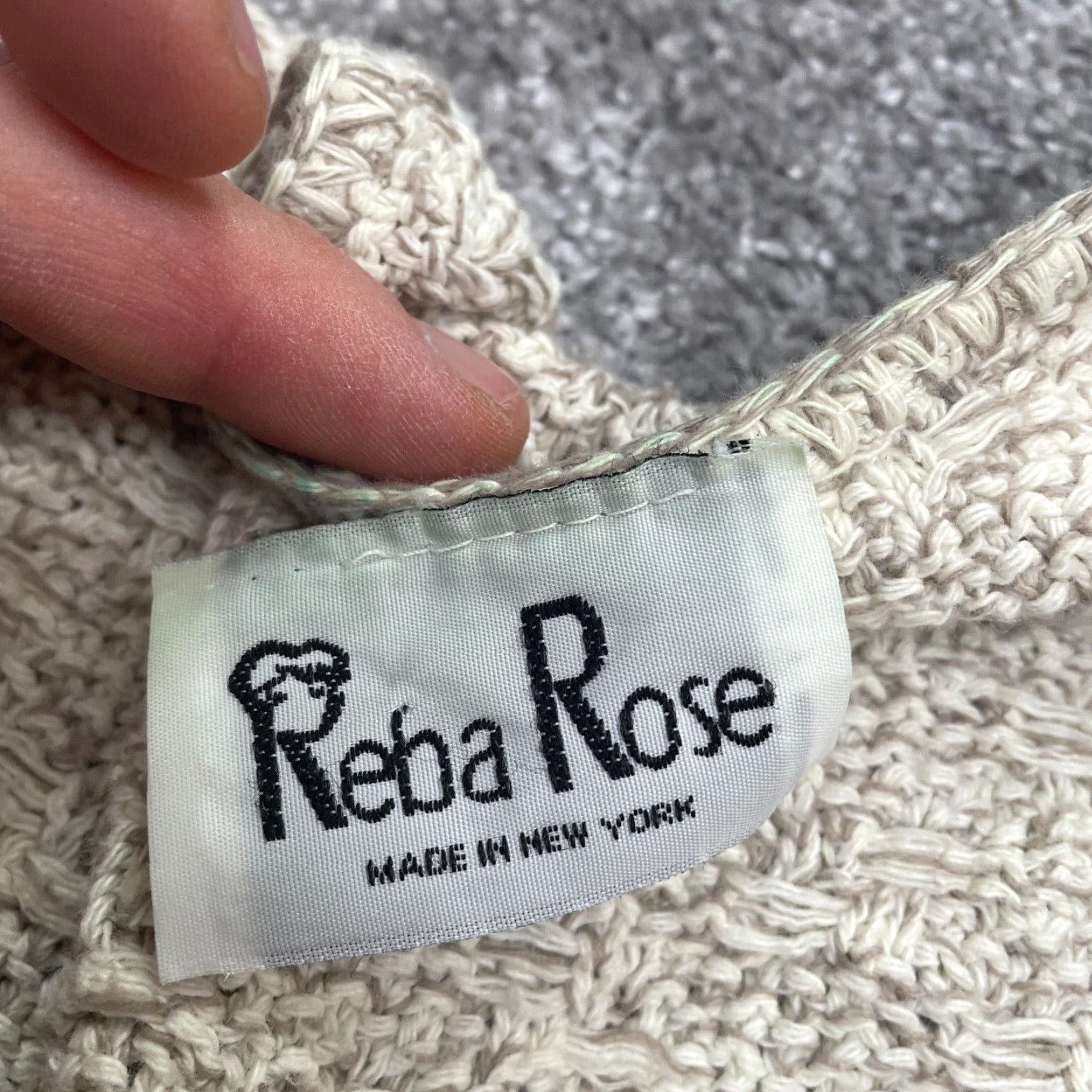 Vintage Reba Rose Cardigan Sweater Womens 2X Beige Crochet Chunky Knit Cotton Casual Size XXL / US 16-18 / IT 52-54 - 5 Thumbnail