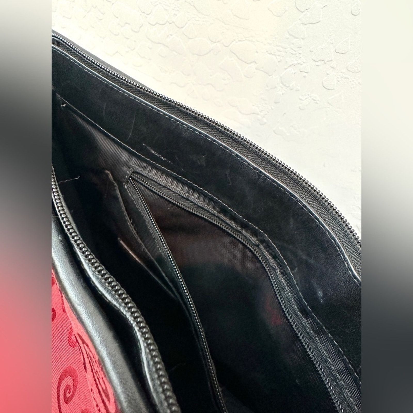 Brighton BRIGHTON | Black Leather Trimmed Red Print Tote Purse Size ONE SIZE - 8 Thumbnail