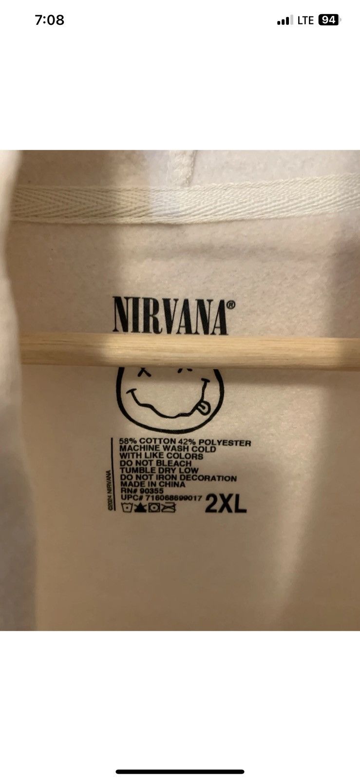 Nirvana New Nirvana mens sz 2XL hoodie cream pullover Size US XXL / EU 58 / 5 - 2 Thumbnail