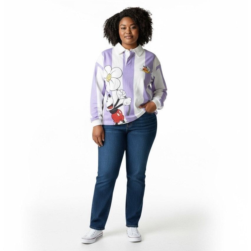 Disney Vintage Disney Mickey & Co Purple White Striped 2X Size XXL / US 16-18 / IT 52-54 - 1 Thumbnail