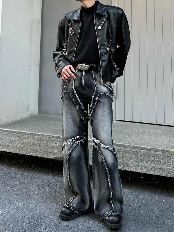 VIBE Baggy Embroidered Stacked Flare Denim Jeans, Opium Jeans Size US 30 / EU 46 - 7 Thumbnail