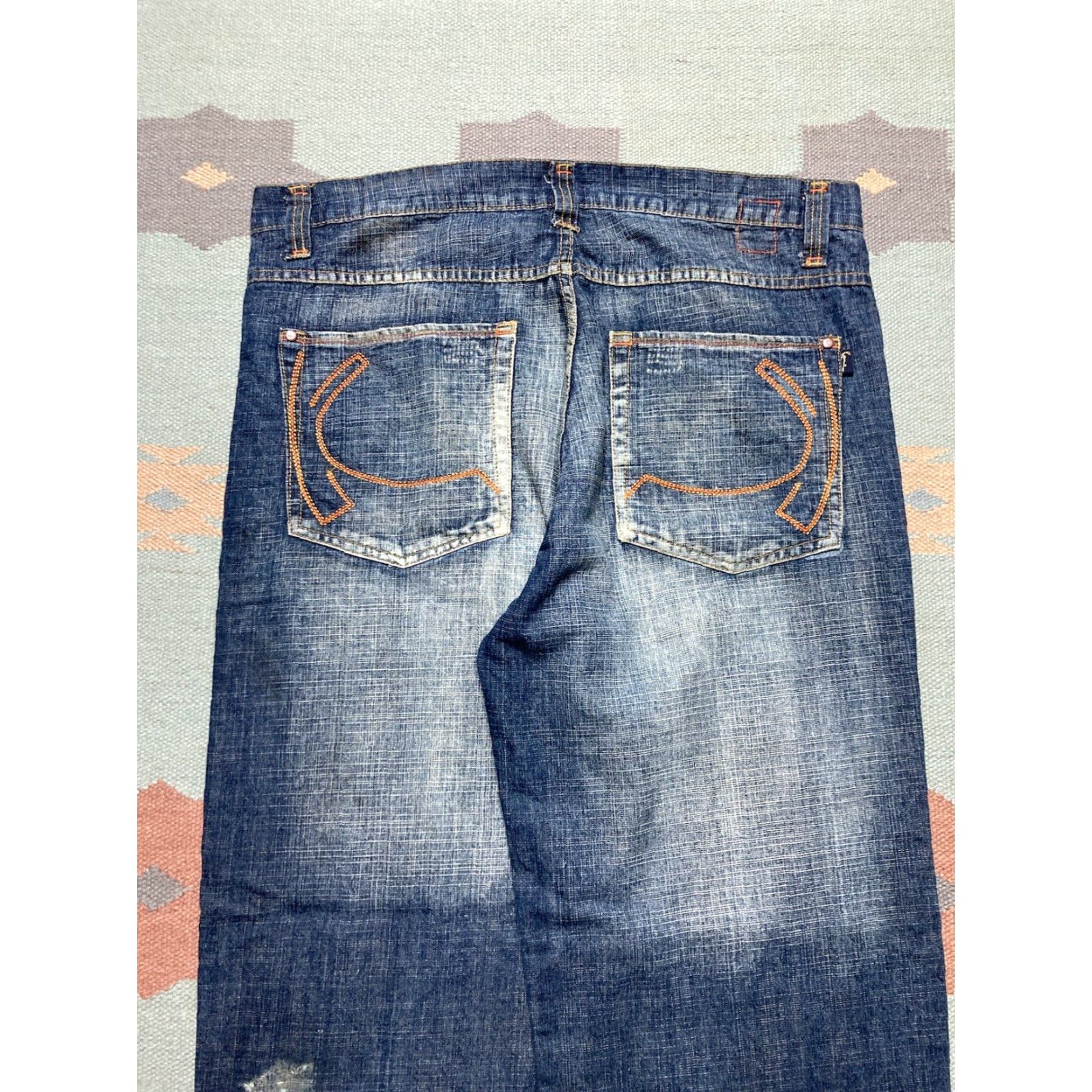 Karl Kani VINTAGE Karl Kani Jeans Men 40x32 Wide-Leg Embroidered Hip Hop Baggy Skater Blue 90s Size US 40 / EU 56 - 4 Thumbnail