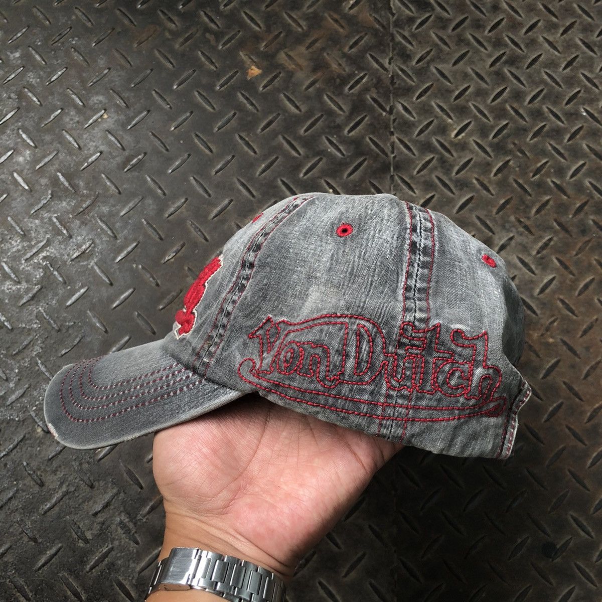 Von Dutch 🚫 SOLD 🚫 Vondutch Spell Out Distressed Hat Greywashed Size ONE SIZE - 5 Thumbnail
