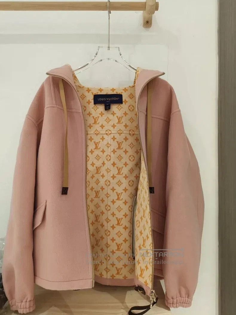 LV Pink Hooded Wool Coat 40.