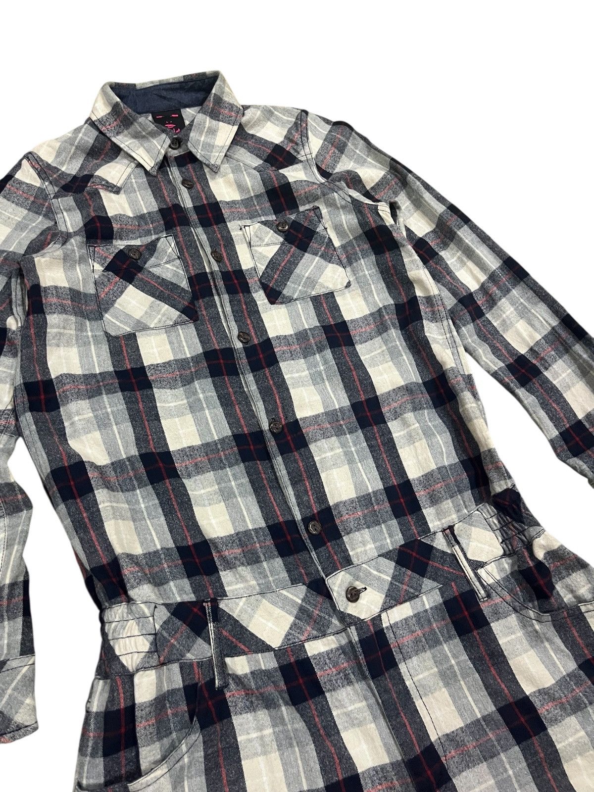 Japanese Brand X-girl checkered longsleeve short set up all in one jumpsuit Size XS / US 0-2 / IT 36-38 - 4 Thumbnail
