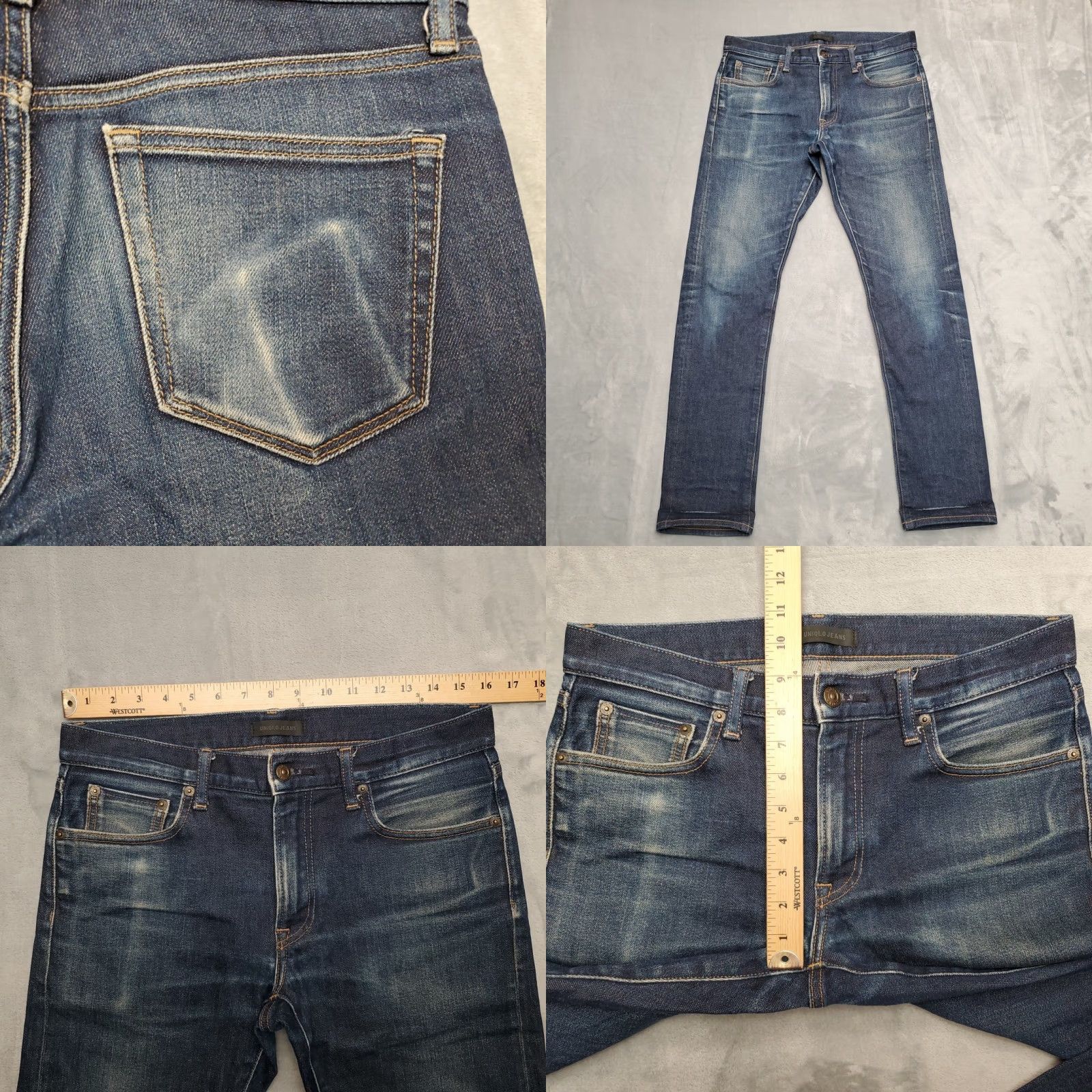 Uniqlo J Crew Selvedge Jeans Mens 30x32 770 Japanese Kaihara Denim Button Fly Slim Fit Jeans Size US 31 - 9 Thumbnail
