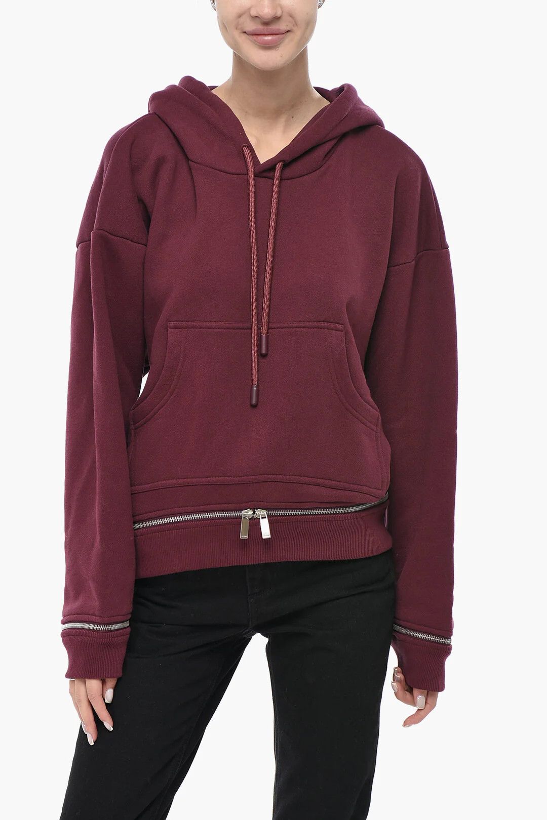 Off-White og1mm0426 Brushed Cotton Hoodie in Burgundy Size XS / US 0-2 / IT 36-38 - 1 Thumbnail